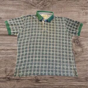 Vintage Midwest Traders Plaid‎ Polo Shirt Youth XL 16/18 Made in Macau 80s 90s